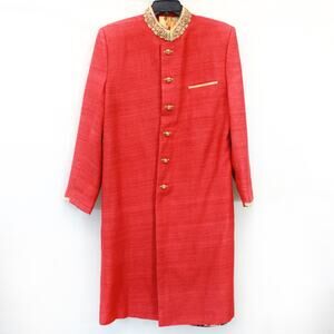 Kurta Coat Vintage Indian Mandarin Collar Lining Ethnic Style Button size 46